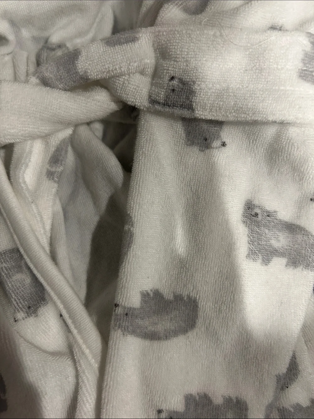 Carter's White Hooded Baby Bath Robe with Gray Animal Prints